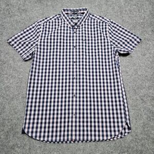 Superdry Button Down Short Sleeve Shirt‎ Mens XL Pink Blue Plaid
